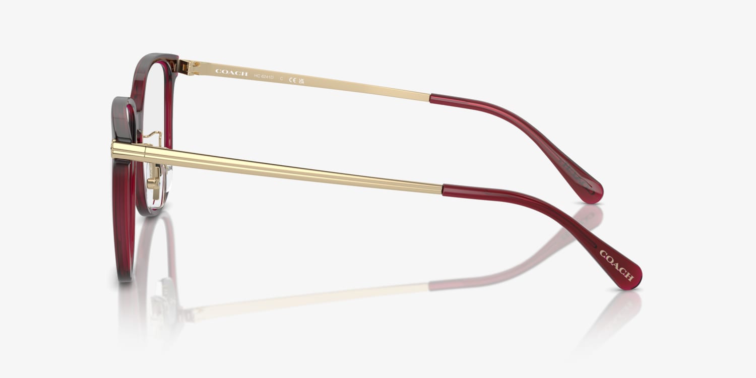 Coach glasses frames burgundy hot w/ hint of green logo on inside arms