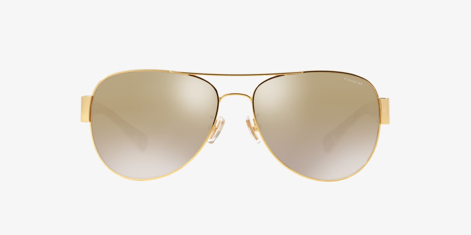 COACH HC7059 Pilot Sunglasses Gold Flash Gradient Lens - Final Sale