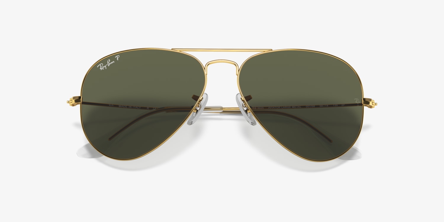 Ray-Ban RB3025 Aviator Classic Sunglasses with Gold Frame black/ blue ...