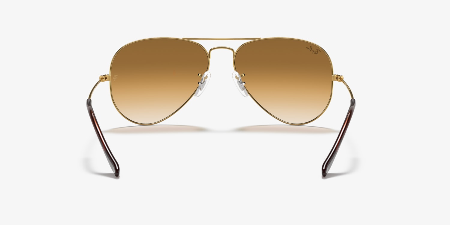 Ray-ban Sunglasses Aviator Gradient Unisex Gold Frame Brown Lenses 58-14