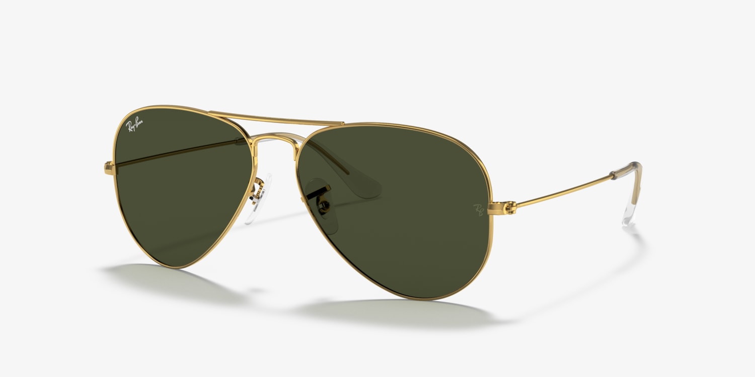 Ray Ban Aviator Classic Sunglasses RB3025 L0205 Polished Gold Frame Green Classic G 15 Lenses 58mm