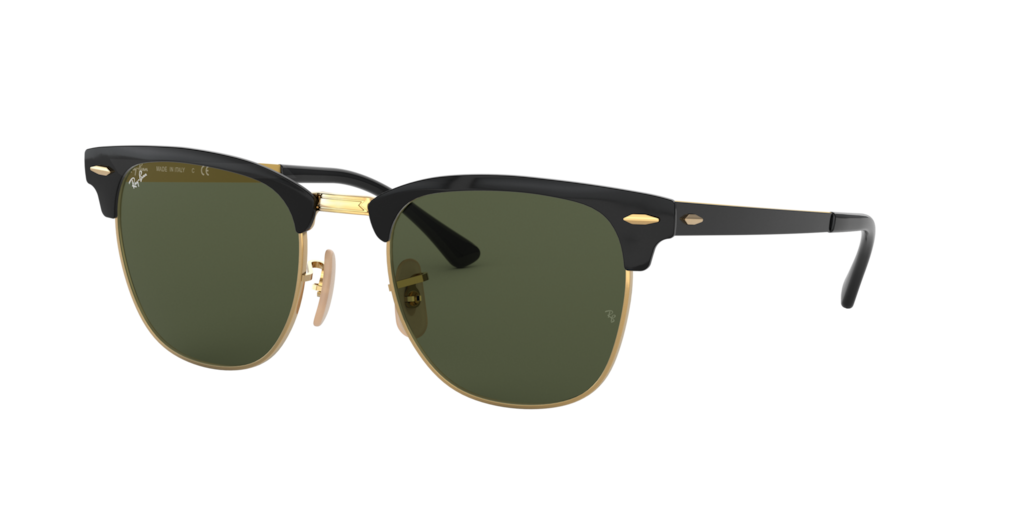 RB3716 51 CLUBMASTER METAL: Shop Ray-Ban Gold Square Sunglasses at ...