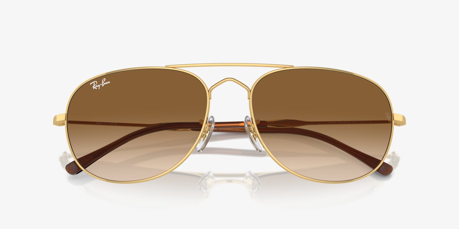 Gold rimmed ray bans deals