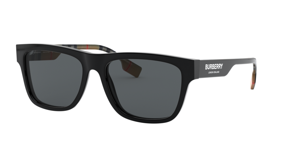 BE4293 56 Shop Burberry Black Square Sunglasses at LensCrafters