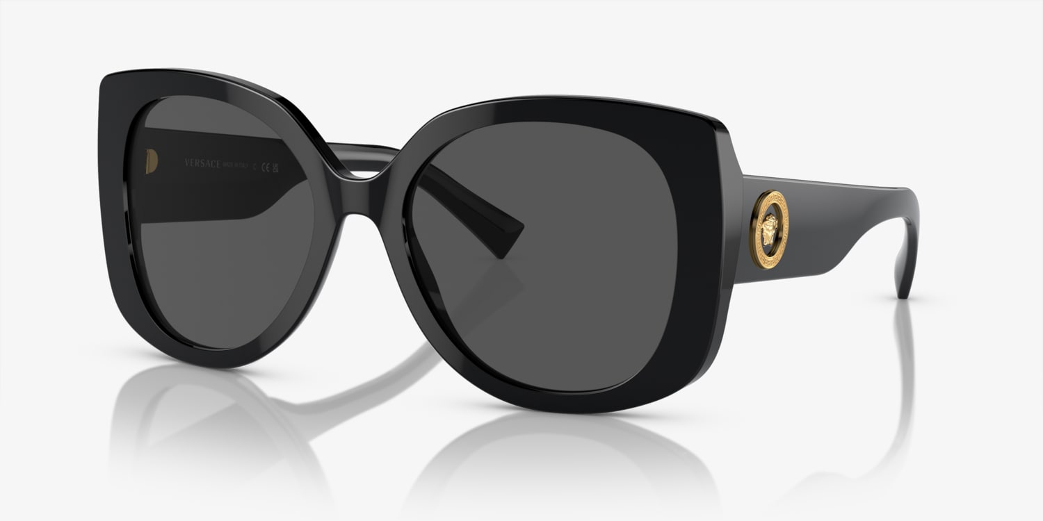  Versace Gafas de sol unisex montura negra, lentes gris