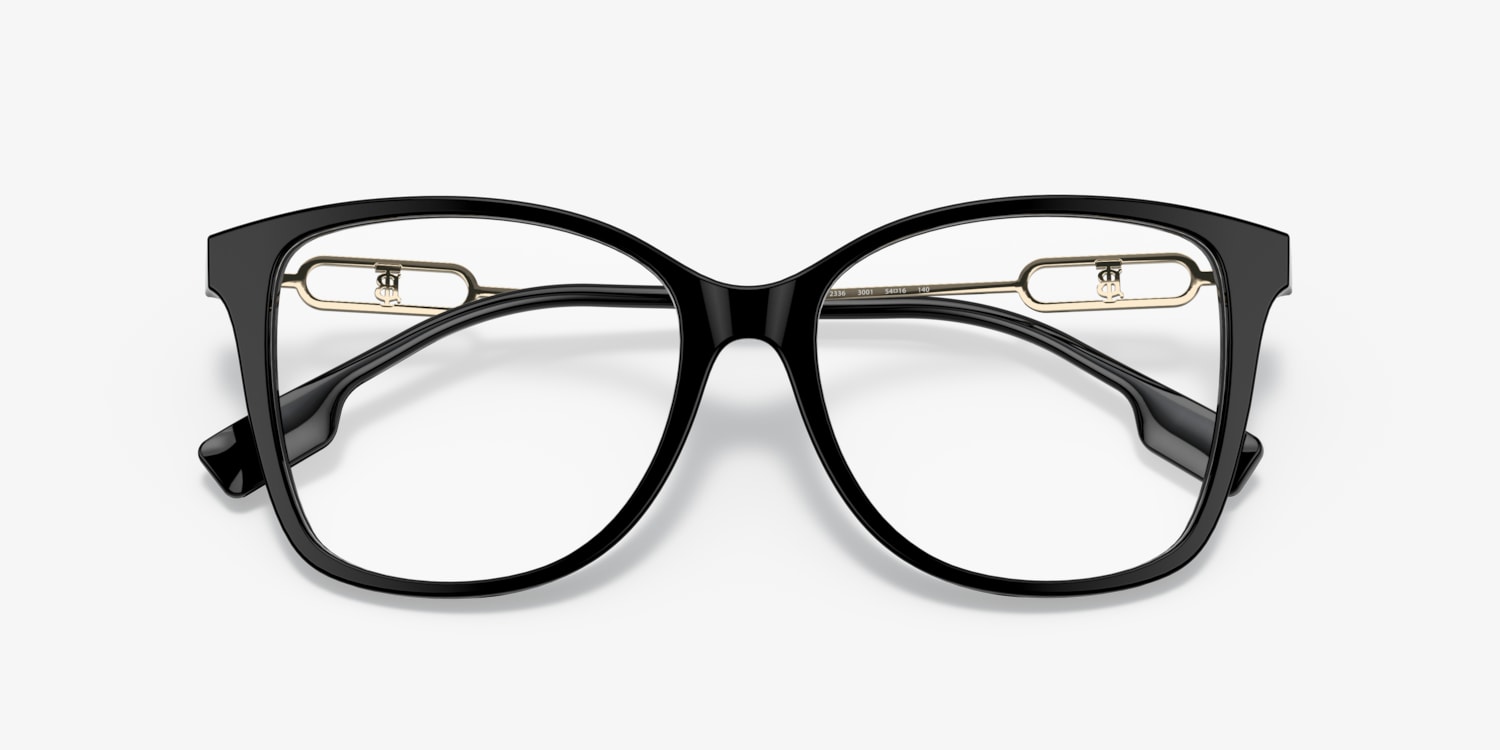 メガネ Burberry Eyeglass Frame BE2336F 3001 Gold Asian Fit Burberry Carol BE2336F 3001 Eyeglasses Women's Black Full