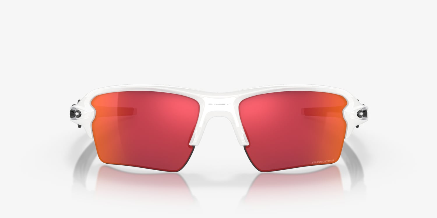 Flak® 2.0 XL Prizm Black Polarized Lenses, Polished White Frame Sunglasses