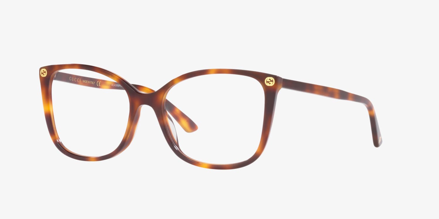 GUCCI スクエアフレムメカネ GG0026O019 BROWNBROWNTRANSPARENT Gucci GG0026O Eyeglasses | LensCrafters