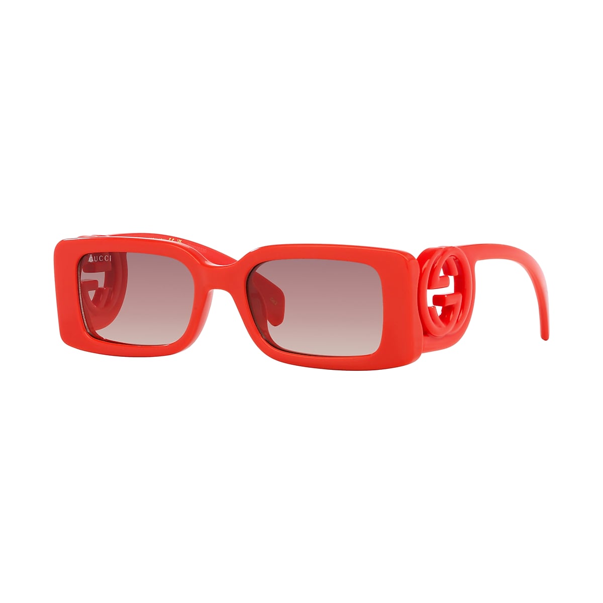 小物 GUCCI vintage sunglasses stone logo red Logo rectangular sunglasses in red - Gucci | Mytheresa